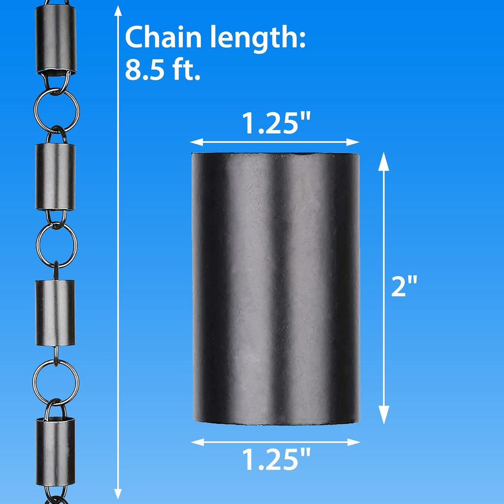 Channel Rain Chains for Gutters 8.5ft Black