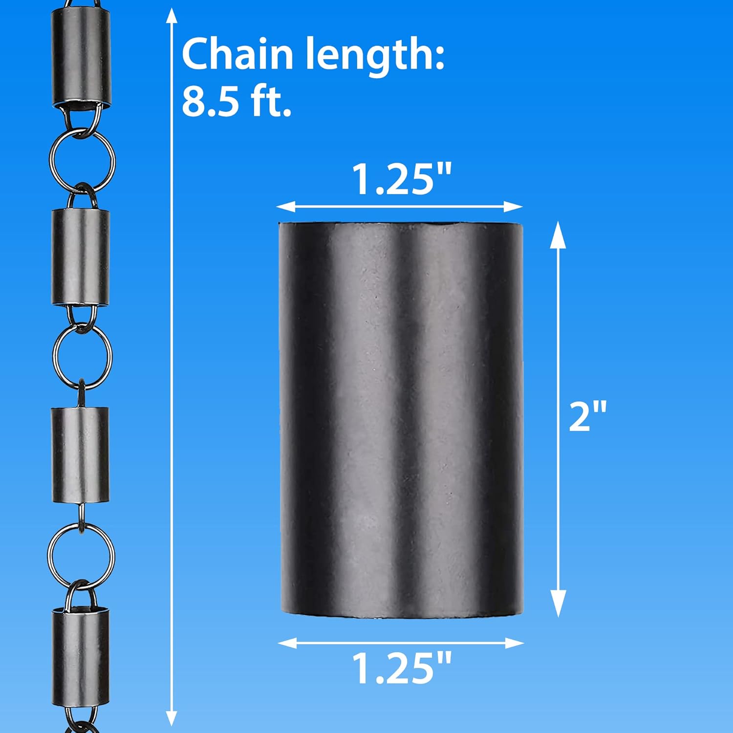 Channel Rain Chains for Gutters 8.5ft Black