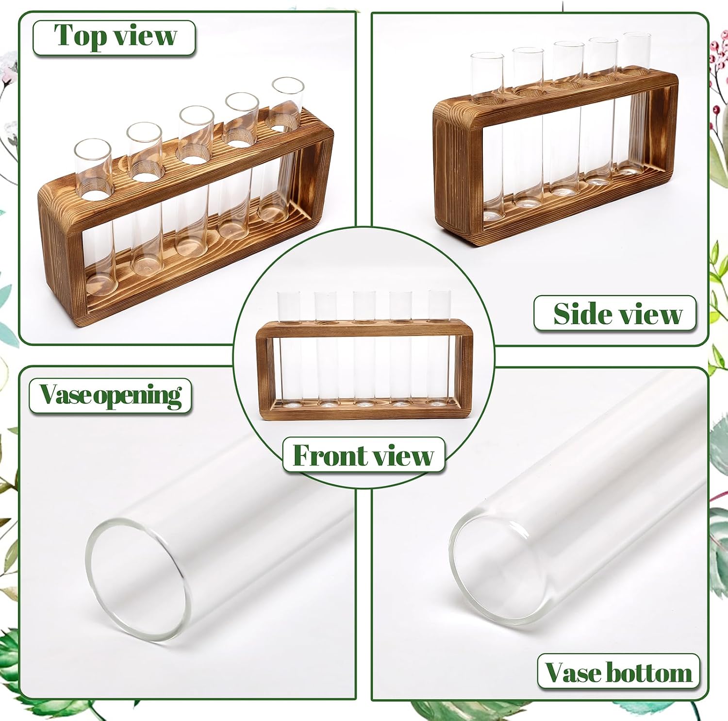 Glass Plant Propagation Station with 5 Test Tubes Colorful Planter Vase | Birthday Gifts for Women Mom Plant Lovers