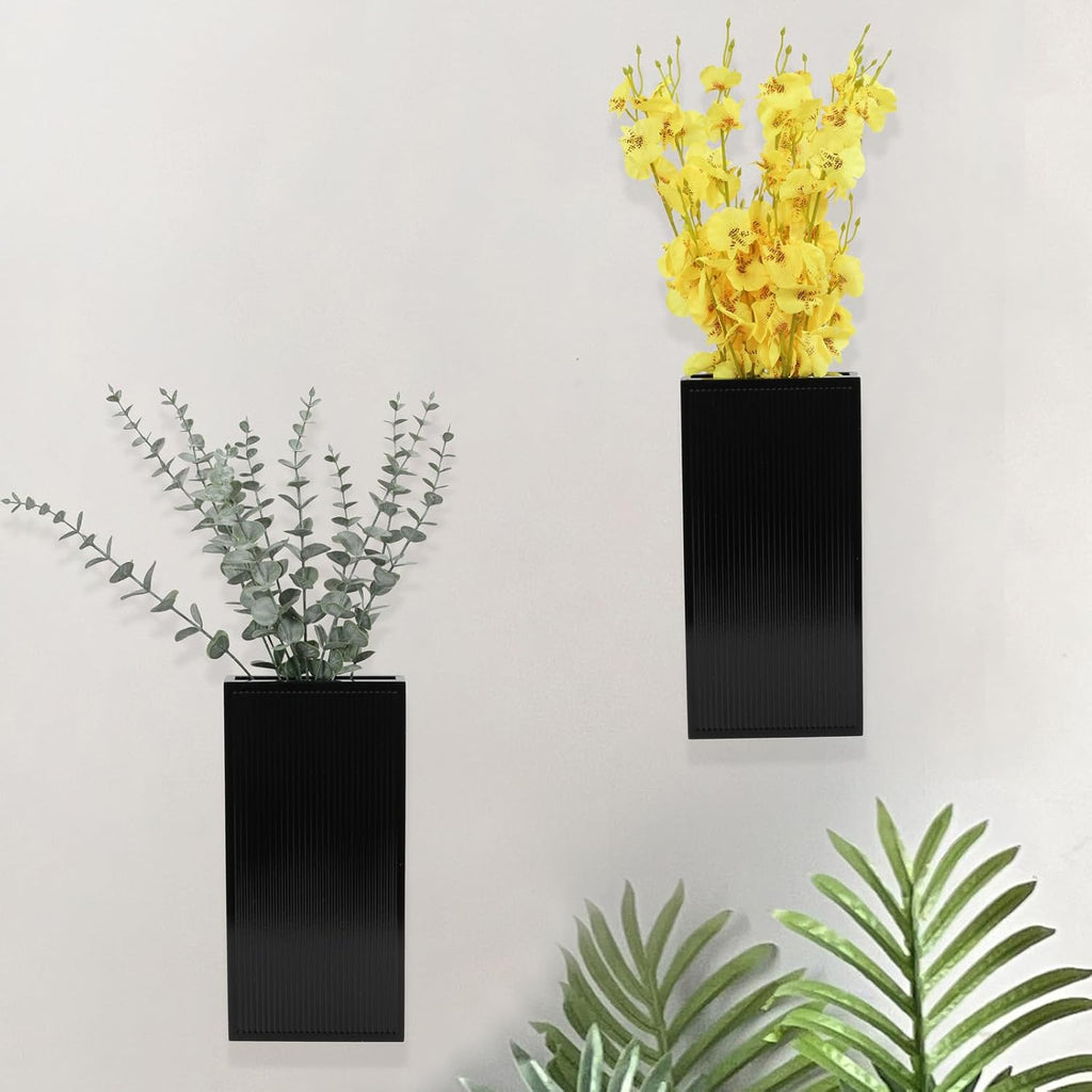 Wood Wall Planter Set of 2, Modern Wall Hanging Decor Pocket Planter for Greenery and Dried Flowers, Indoor Wood