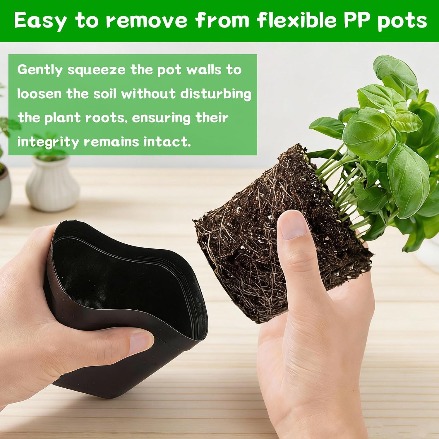 60 Pcs 4 Inch Square Nursery Pots with 60 Plant Labels, Durable Flexible Plastic Planter Nursery Pots, Square Pots for