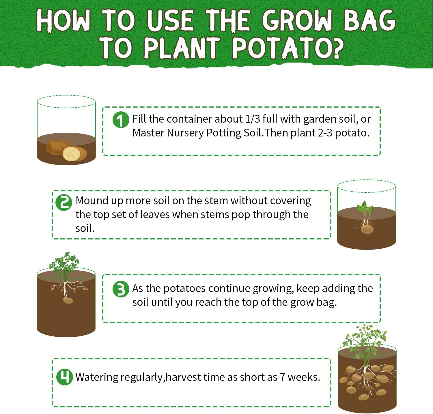 SCENGCLOS 10 Gallon Potato Grow Bags, 6 Pack, Two-Sided Transparent Flap, Breathable Non-Woven Fabric, Large Capacity