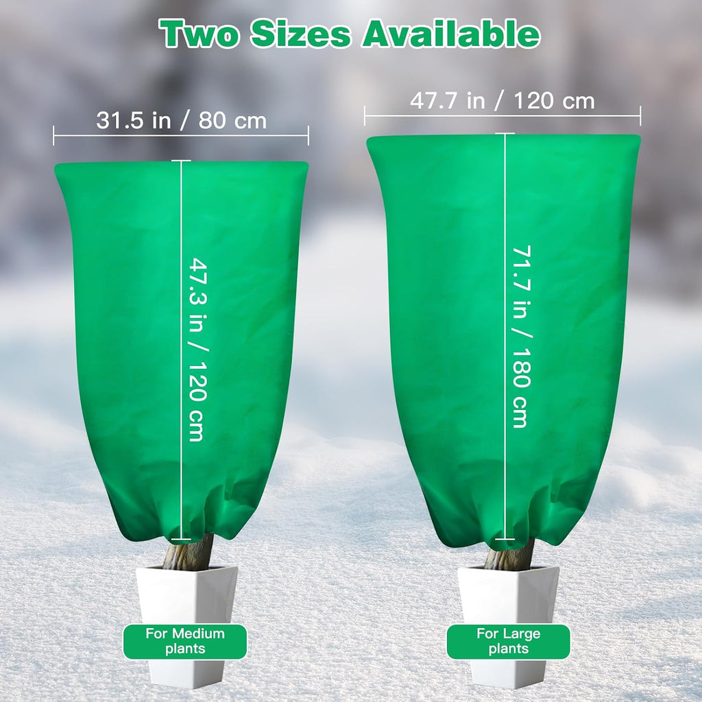 4 Pack Plant Covers Freeze Protection, 31.5" x 47.3" Large Frost Cloths Blankets with Zipper Drawstring, Shrub Jackets