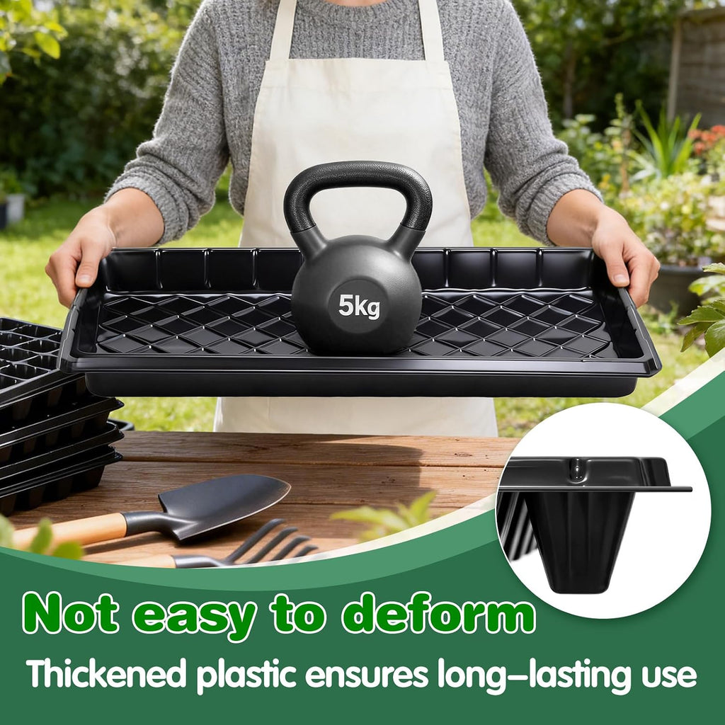 72-Cell Seed Trays with Drainage Trays-10 Sets 20 Packs-1020 Durable Plastic Plant Tray for Seed Germination（21x11x1.81