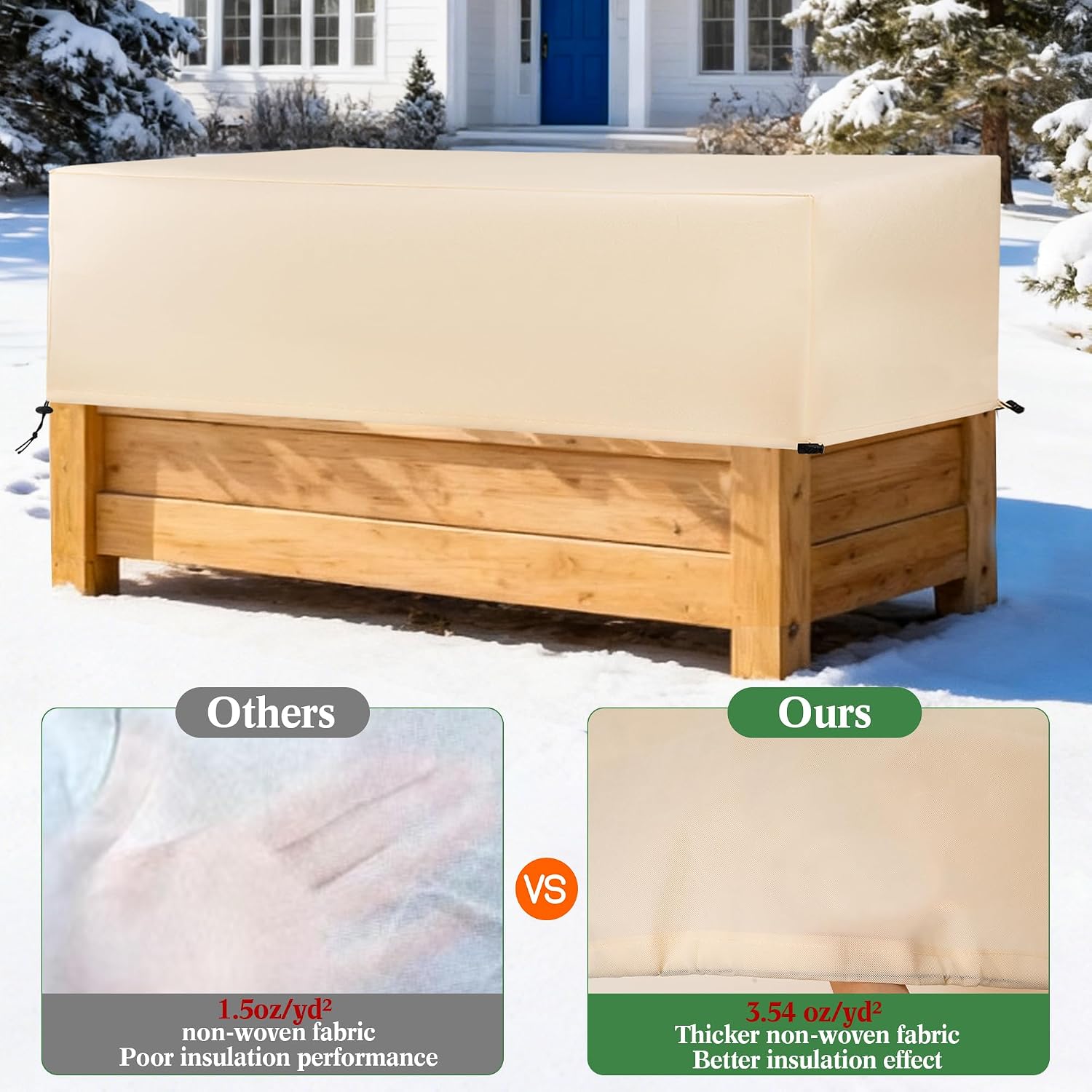 Plant Covers Freeze Protection 2 Pack with Elastic Drawstring, 3.54 oz/yd² Winter Cold Weather Frost Blanket Planter