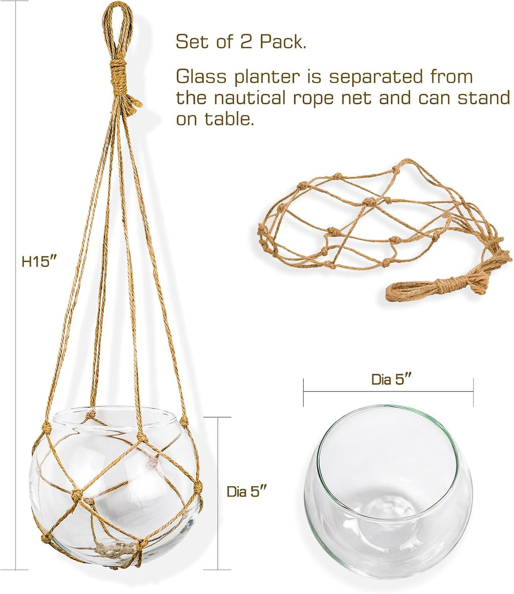 SAILINGSTORY Hanging Glass Plant Terrarium 5" Clear Set of 2 Pack | Glass Planter, Propagation Stations, Flower Vase