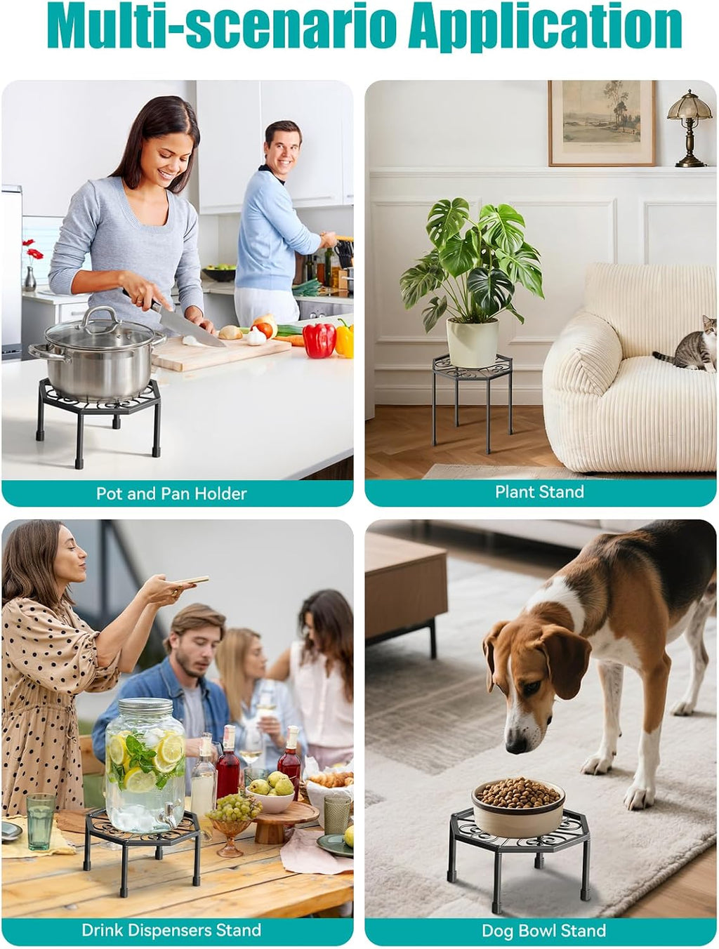 5-Pack Metal Plant Stands for Outdoor Indoor, Anti-Rust Iron Flower Pot Stand, Heavy Duty Plant Pot Shelf for Multiple