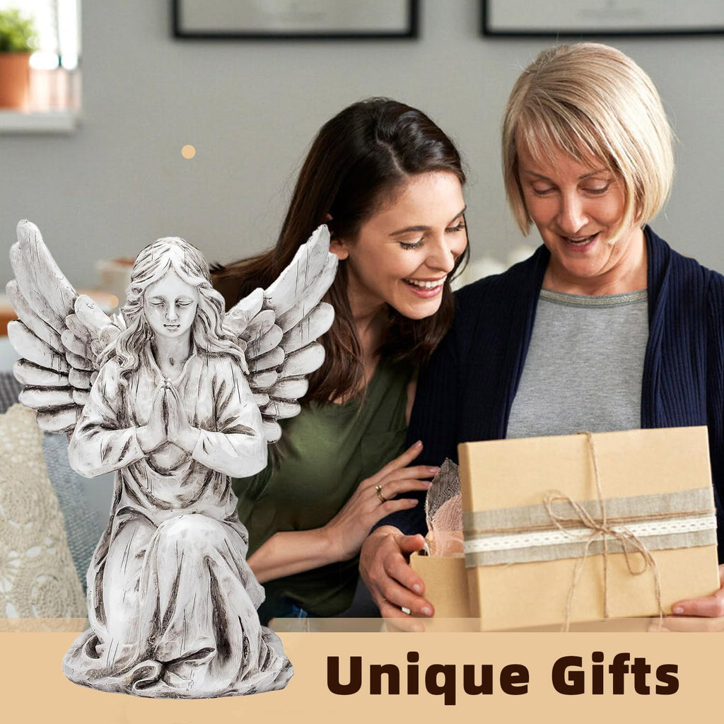 Praying Angel Garden Statue – Outdoor Kneeling Angel Figurine for Yard, Patio, Memorial Decor, Resin Sculpture