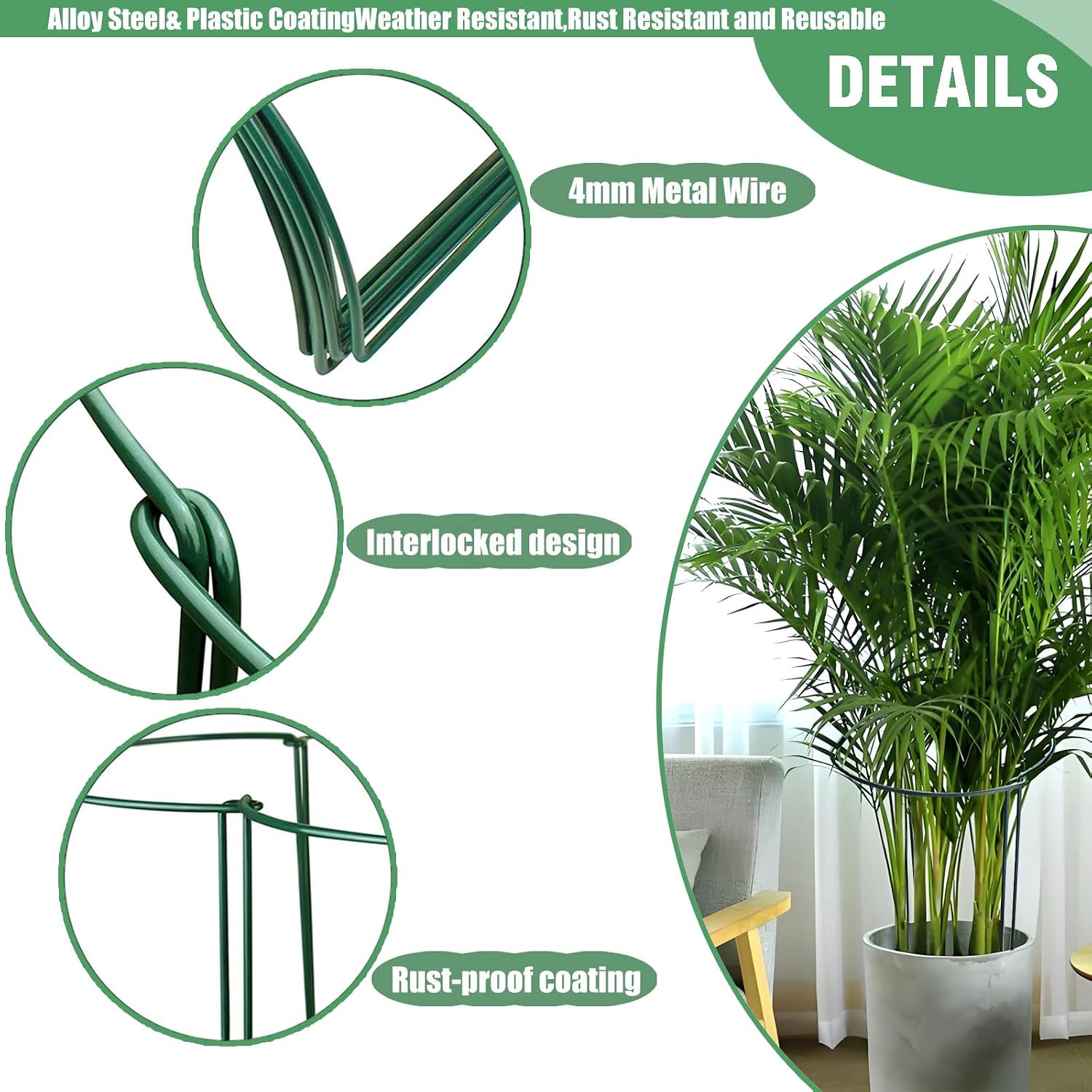 LINGHUI Peony Cages and Supports, 6 Pack Plant Support Stakes for Outdoor & Indoor Plants, 10" W x 16" H Half Round