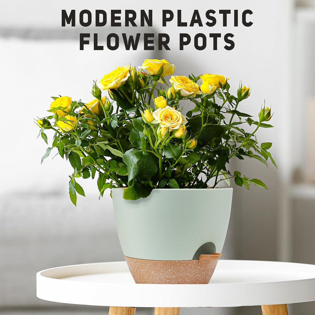 YNNICO 12 inch Large Self Watering Plant Pots, Flower Pots Planters with Multi Mesh Drainage Holes for Indoor Outdoor