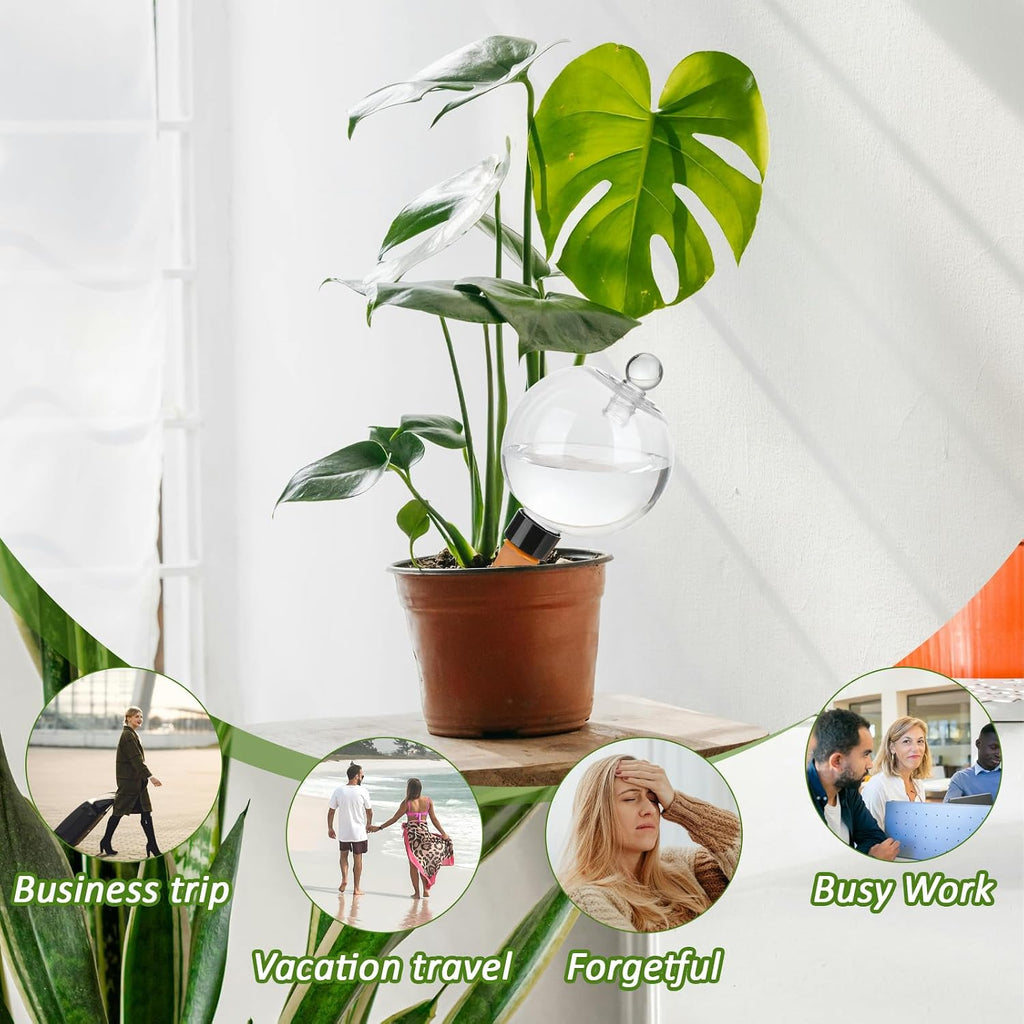 4 Pack 17.5 oz Plant Watering Globes with Covers Self Watering Planter Insert Top Fill Plastic Water Bulbs for Indoor