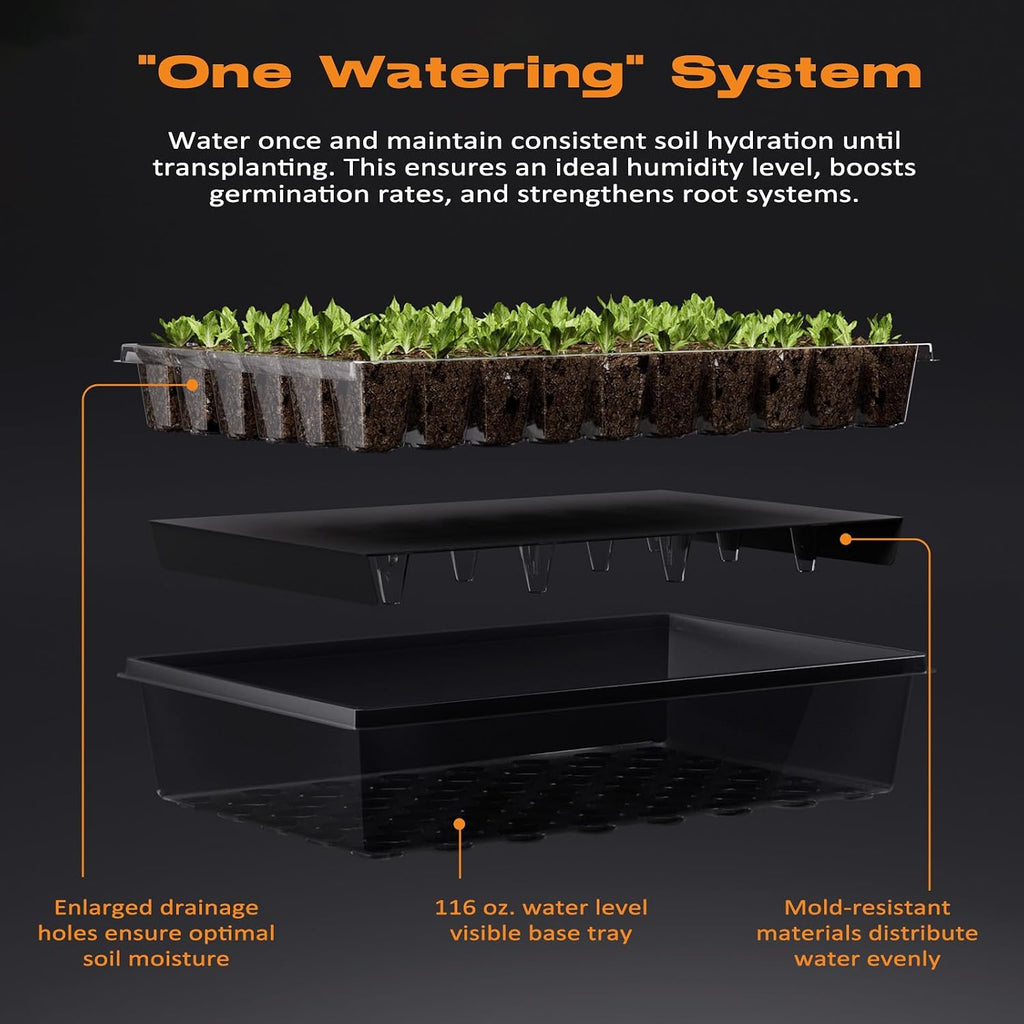 Patigrow 60-Cell Self-Watering Seed Starter Tray with Grow Light, Seed Starter Kit with 4.07” Humidity Dome, Indoor