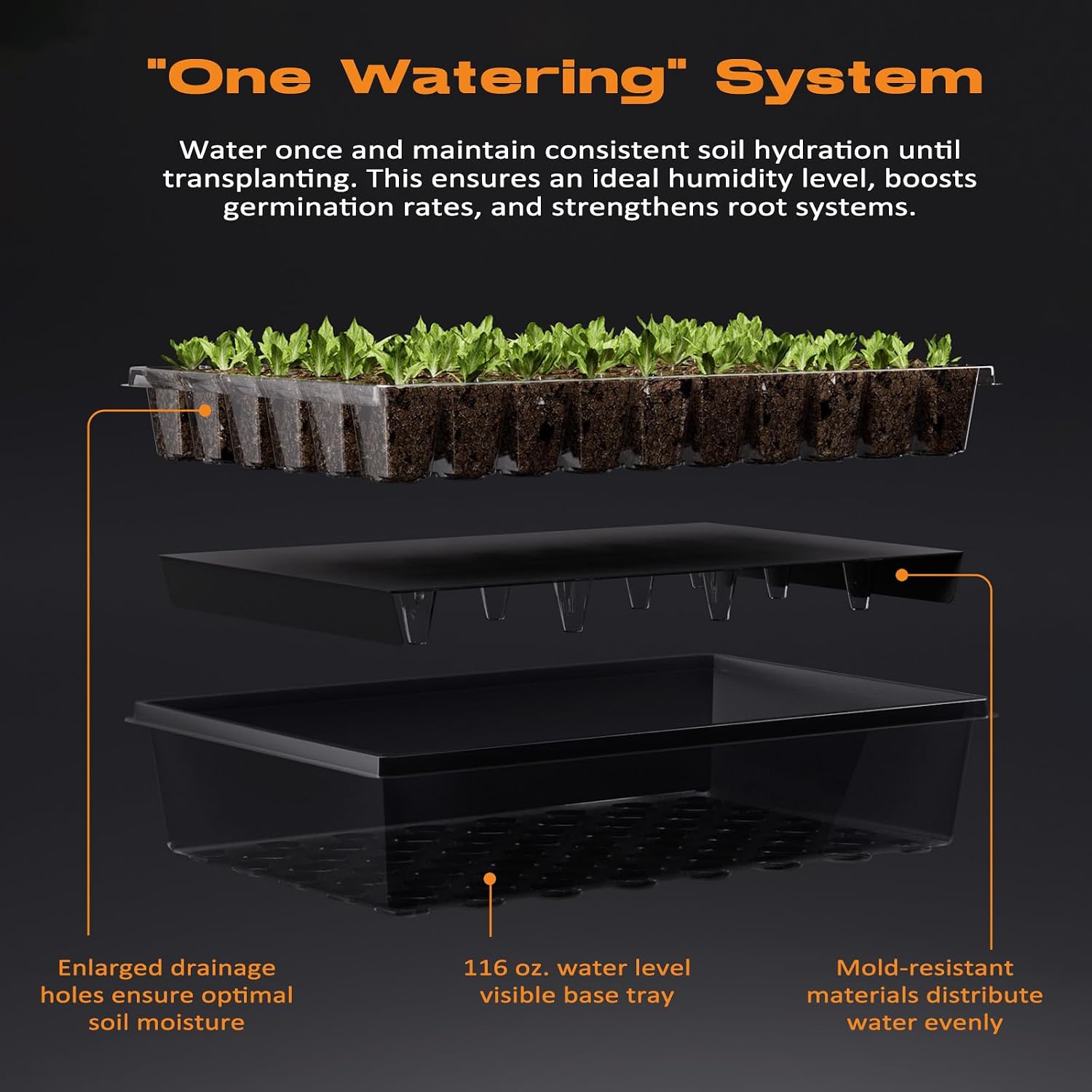Patigrow 60-Cell Self-Watering Seed Starter Tray with Grow Light, Seed Starter Kit with 4.07” Humidity Dome, Indoor