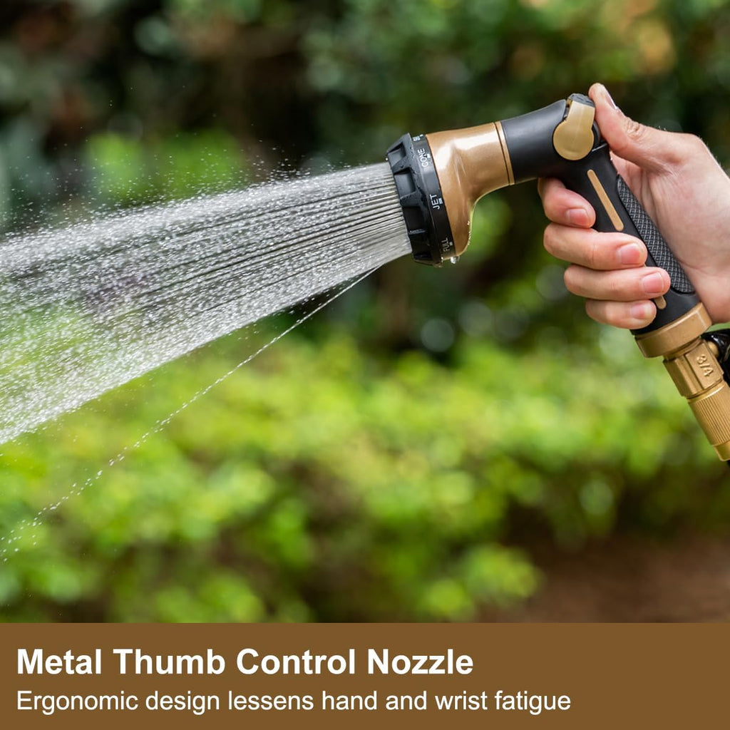 FANHAO Heavy Duty Garden Hose Nozzle, Metal Hose Sprayer Easy Thumb Control | 8 Spray Patterns, Rustproof Water Nozzle