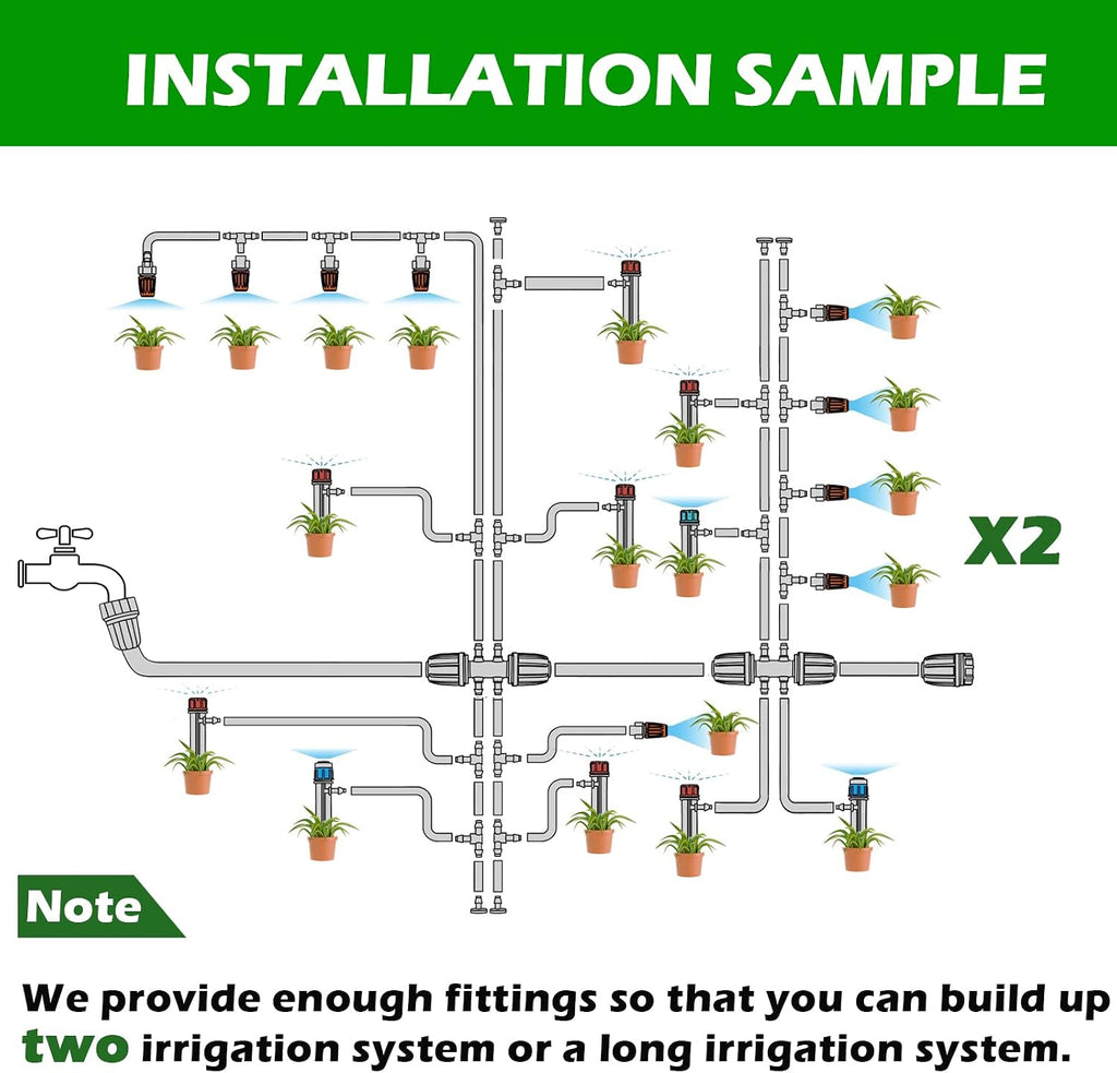 Maotong 240FT Drip Irrigation System Kit, Automatic Garden Watering Misting System for Greenhouse, Yard, Lawn, Plant
