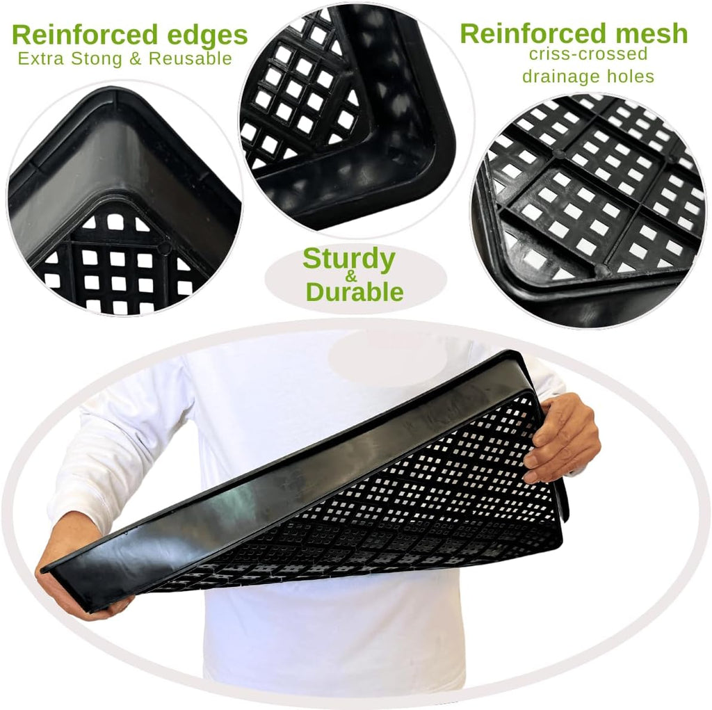 1020 Mesh Tray Soil Blocking Tray 1020 Trays Seedling Starter Trays 10 Pack Black 10x21 Inches for Microgreens