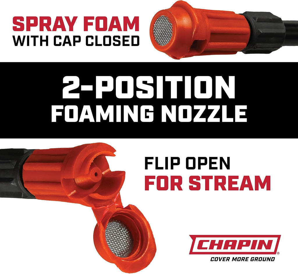 Chapin 1-Gallon Foaming Sprayer, Precise Coverage | Translucent poly tank; foaming spray improves accuracy and reduces