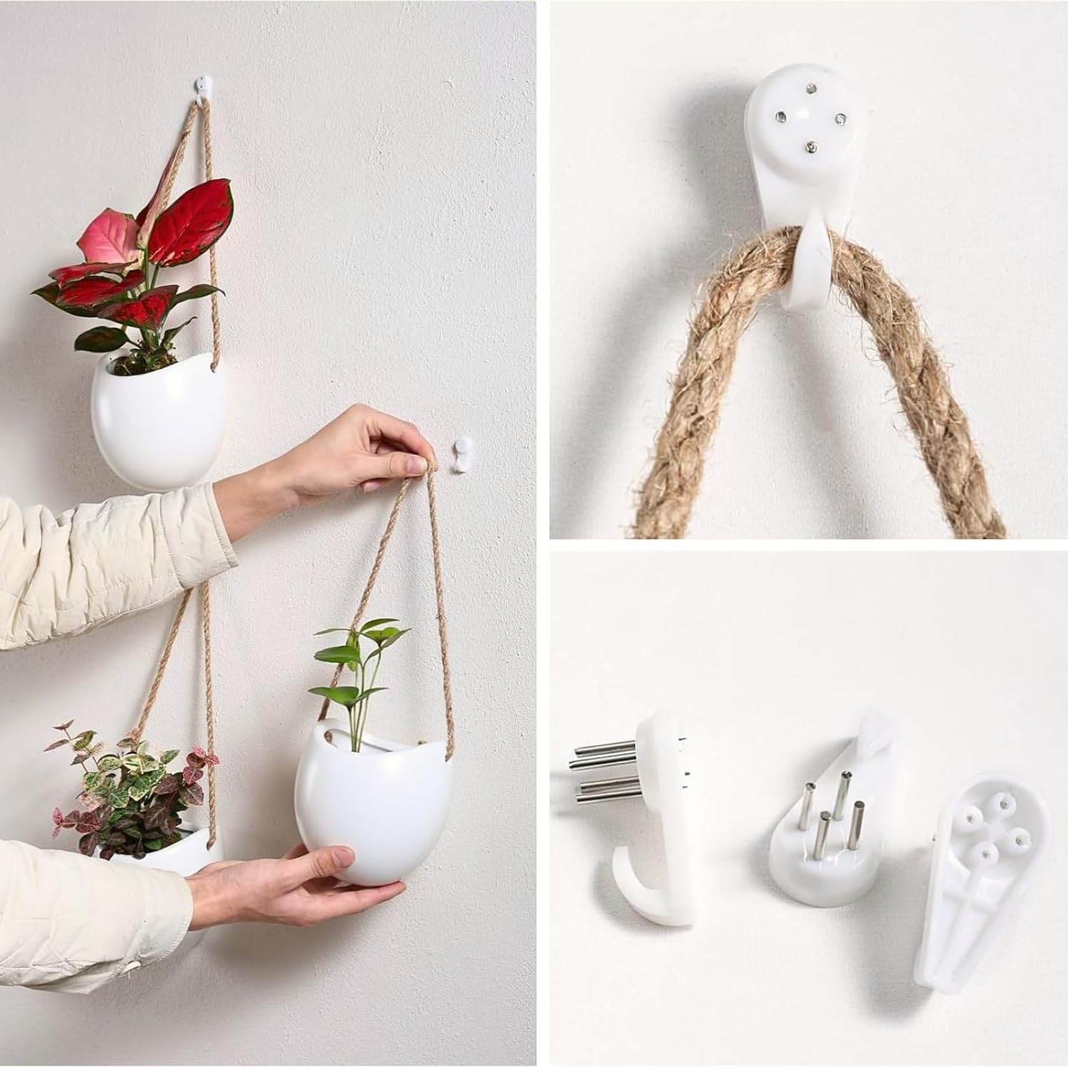 4 to 5 inch Ceramic Planters Wall Hanging Vases Decor - Set of 3 | Wall Decor for Home, Entryway, Hallway, Deck
