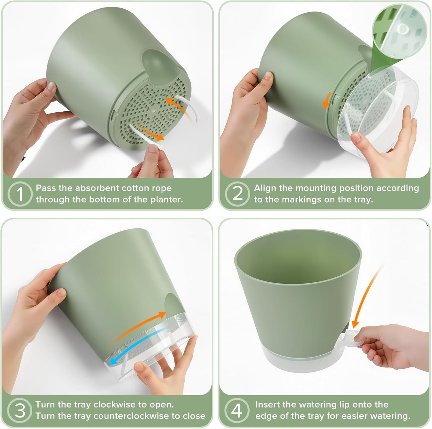 2026 Upgraded Self Watering Plant Pots with Drainage Hole, 8/7/6.5/6/5.5/5/4 Inch Flower Planting Containers for House