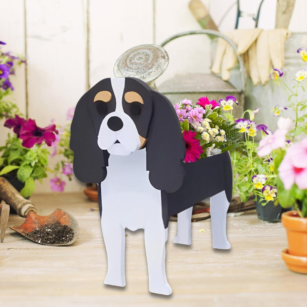 Cavalier King Dog Planter Pots, Animal Shaped Flower Pot | Cute Plant Gift for Women and Pet Lovers, Indoor Outdoor
