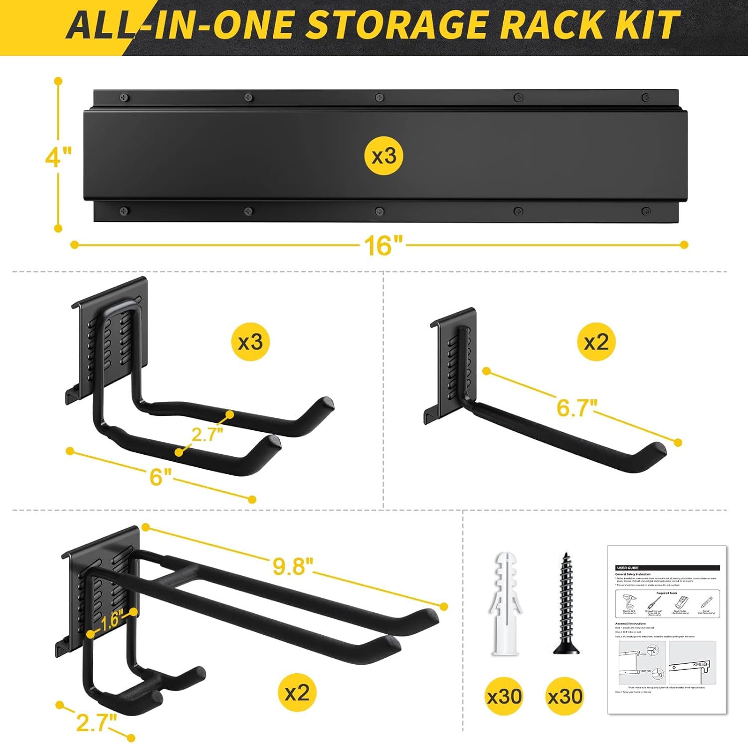 UUP 48" Garage Tool Organizer Wall Mount, 440lbs Garden Garage Storage Garage Organization with Adjustable Heavy Duty