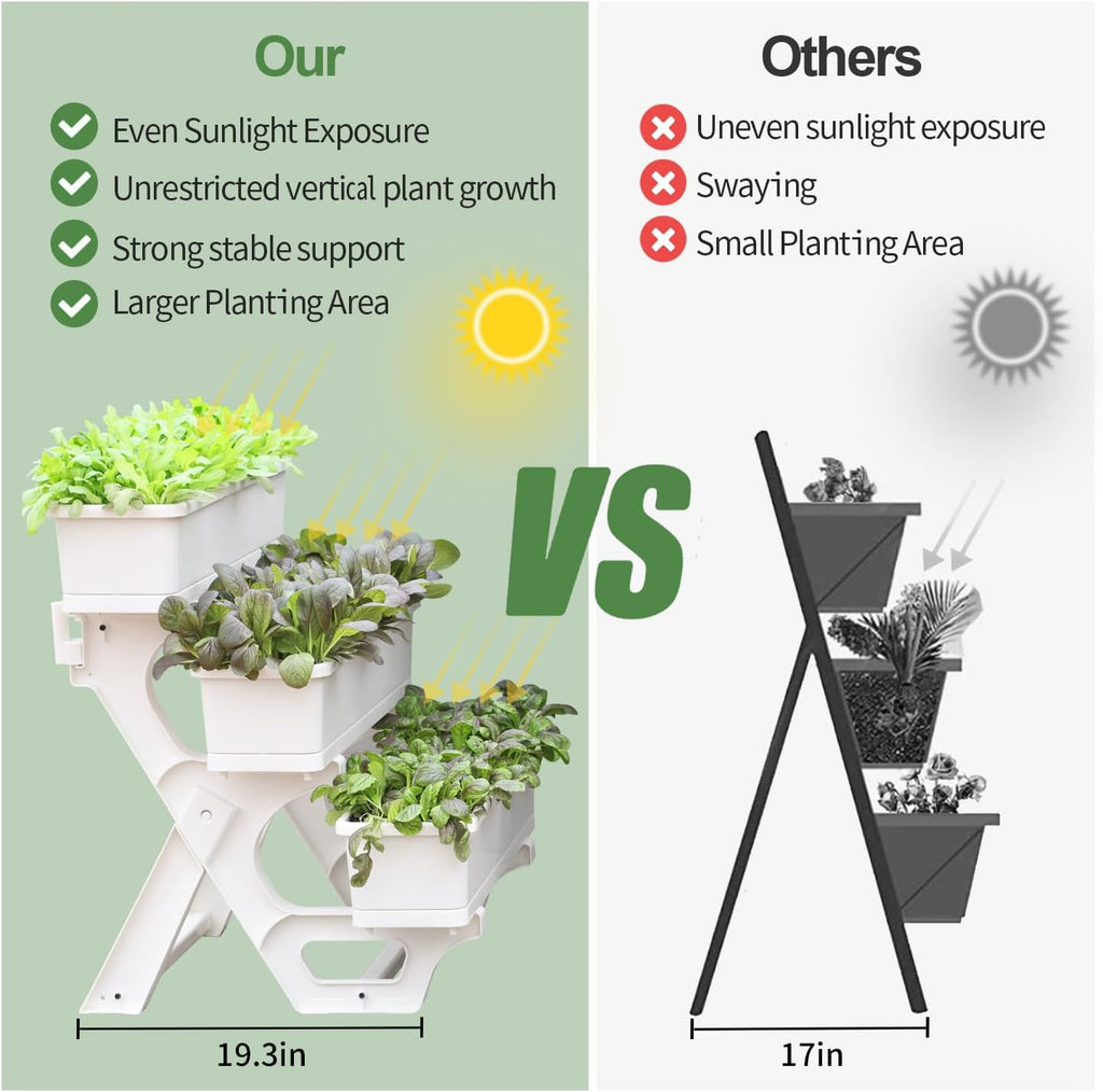Planters for Outdoor Plants 3 Tiers Vertical Raised Garden Bed Freestanding Elevated Planter with Planter Tray for