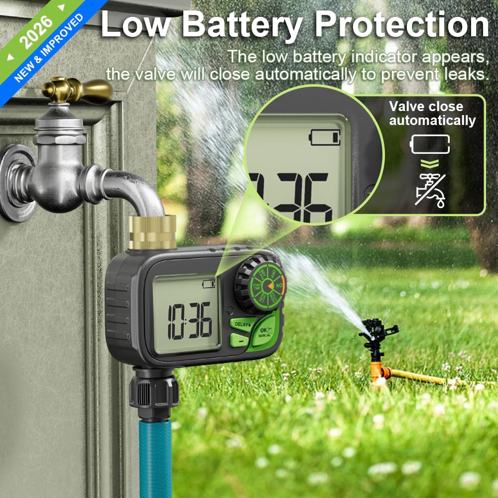 Programmable Digital Sprinkler Water Hose Irrigation Timer for Lawn | Outdoor Waterproof, Automatic Watering with