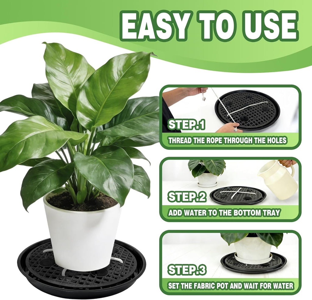4 Pcs 14'' Self-Watering Pot Base, Auto-Irrigation System Plant Bottom | Saucer Stand for 5 Gallon Fabric Pot, Auto