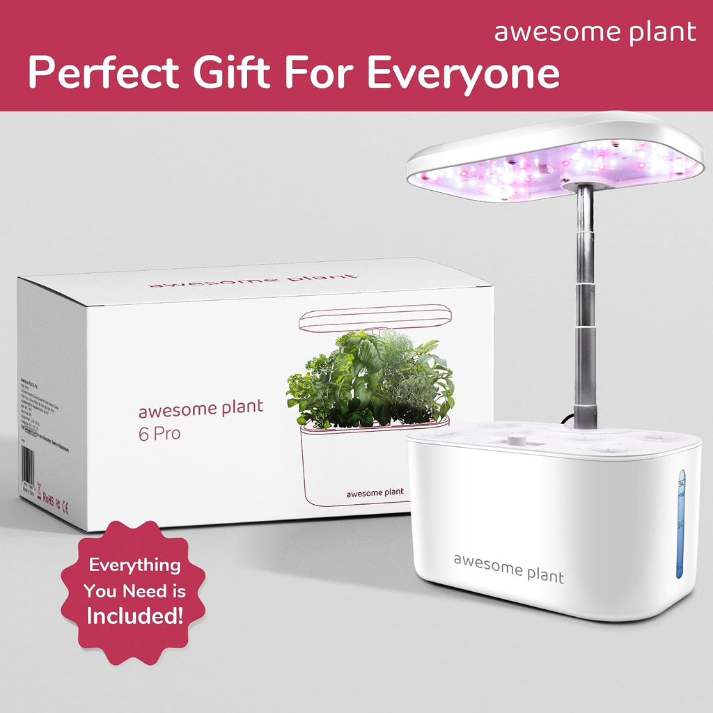 6Pro Hydroponics Growing System Kit (6 Pods), Indoor Garden Kit with 3L Watertank, 3 Grow Modes and Quiet Pump, Grow
