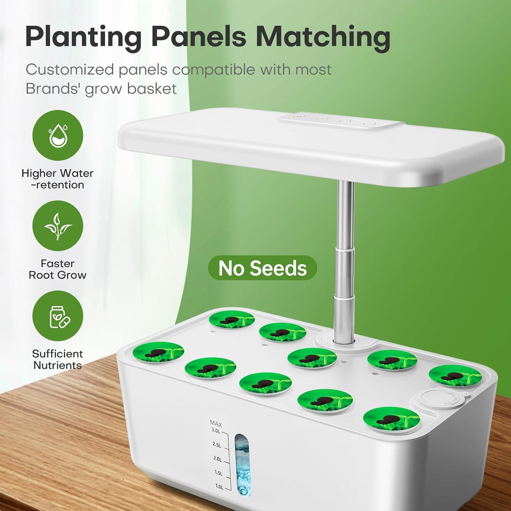 Indoor Garden Hydroponics Growing System: 10 Pods Kit with LED | Plant Germination Kit Herb Vegetable Growth Lamp