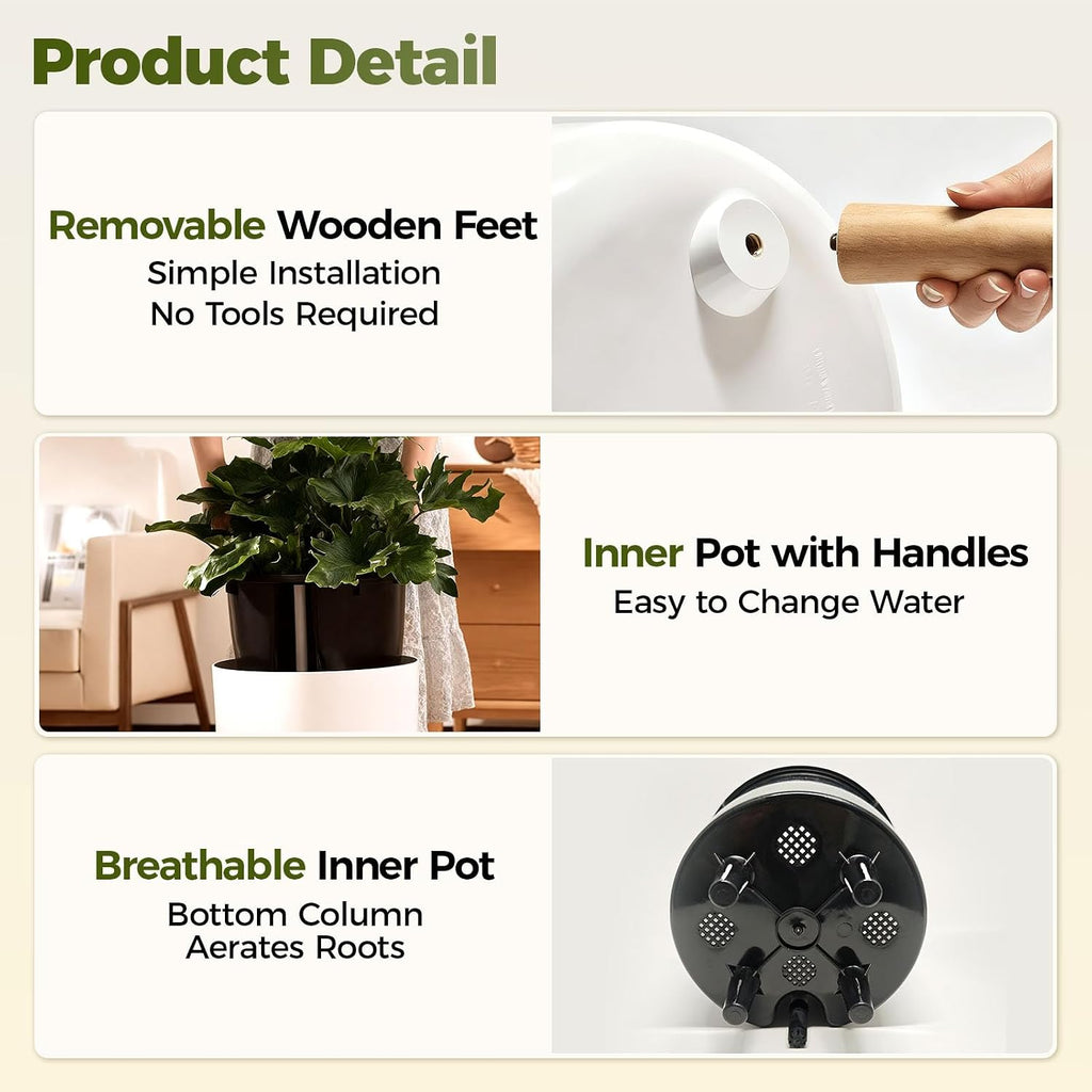 Bamworld Self Watering Pots for Indoor Plants with Water Level Indicator | 10 inch Plant Pot Plastic Planter with