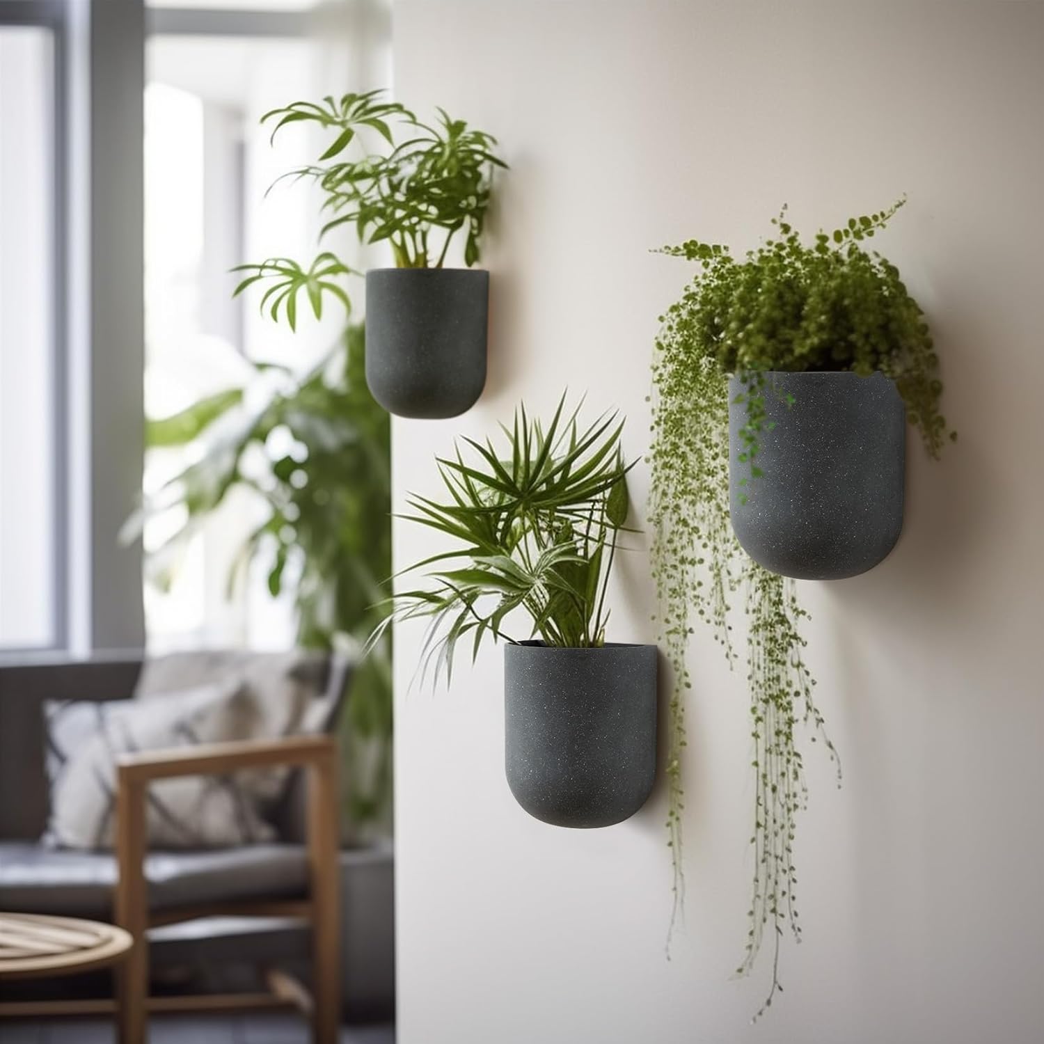 LA JOLIE MUSE Wall Planters for Indoor Plants, Hanging Flower Pots, 2 Pack | Wall Hanging Plantesr, Decorative Wall