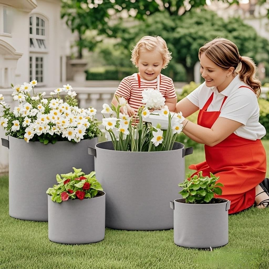15 Gallon Tall Grow Bags Pot for Plants,15Gal Fabric Nursery Plant Pot,3PCS | With Handles,15 Gallon Cloth Felt Heavy