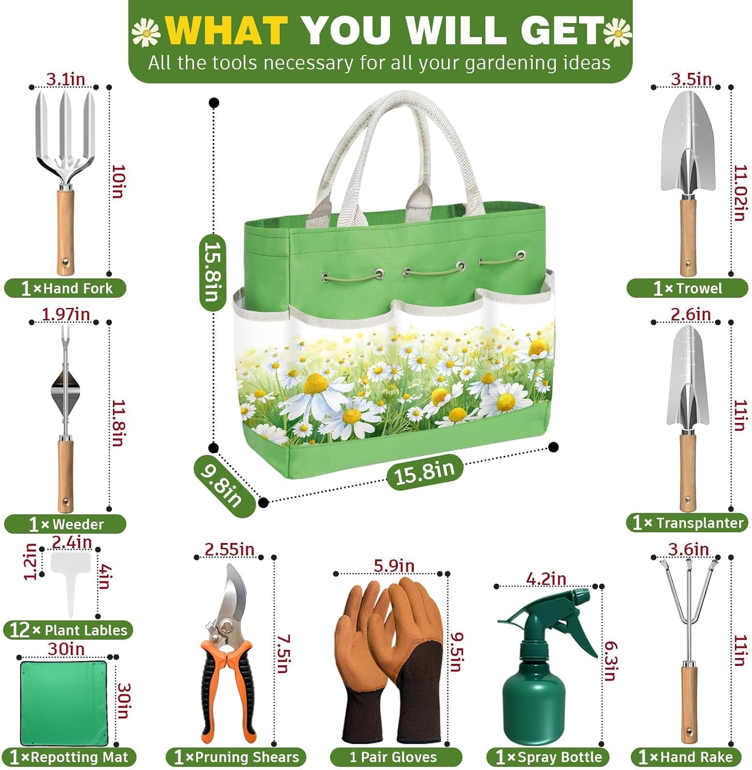 22Pcs Garden Tools Set for Women,Heavy Duty Hand Tool Kit,Birthday Gifts for Mom Wife Grandma Beginner,Gardening