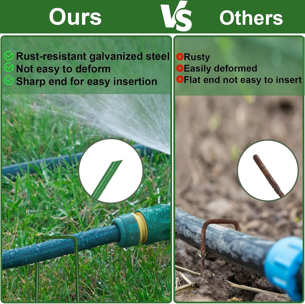 6 Inch Garden Stakes Galvanized Landscape Staples,U-Type Turf Staples for Artificial Grass, Rust Proof Sod Pins Stakes