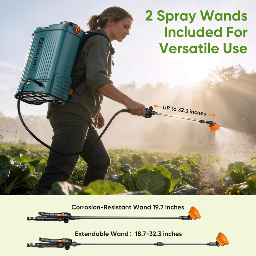 5.3 Gallon Battery Powered Backpack Sprayer,21V 2 Batteries Garden Sprayer | 120PSI Leak-Proof Electric Backpack