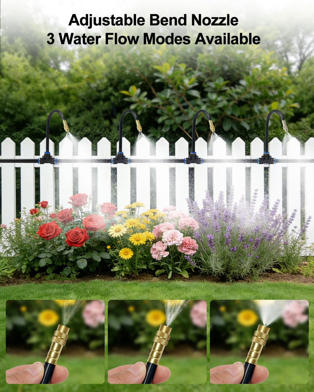 Drip Irrigation System 200FT 5/16", 2026-Upgrade Garden Sprinkler Kit with 32PCS 360° Adjustable Copper Nozzles