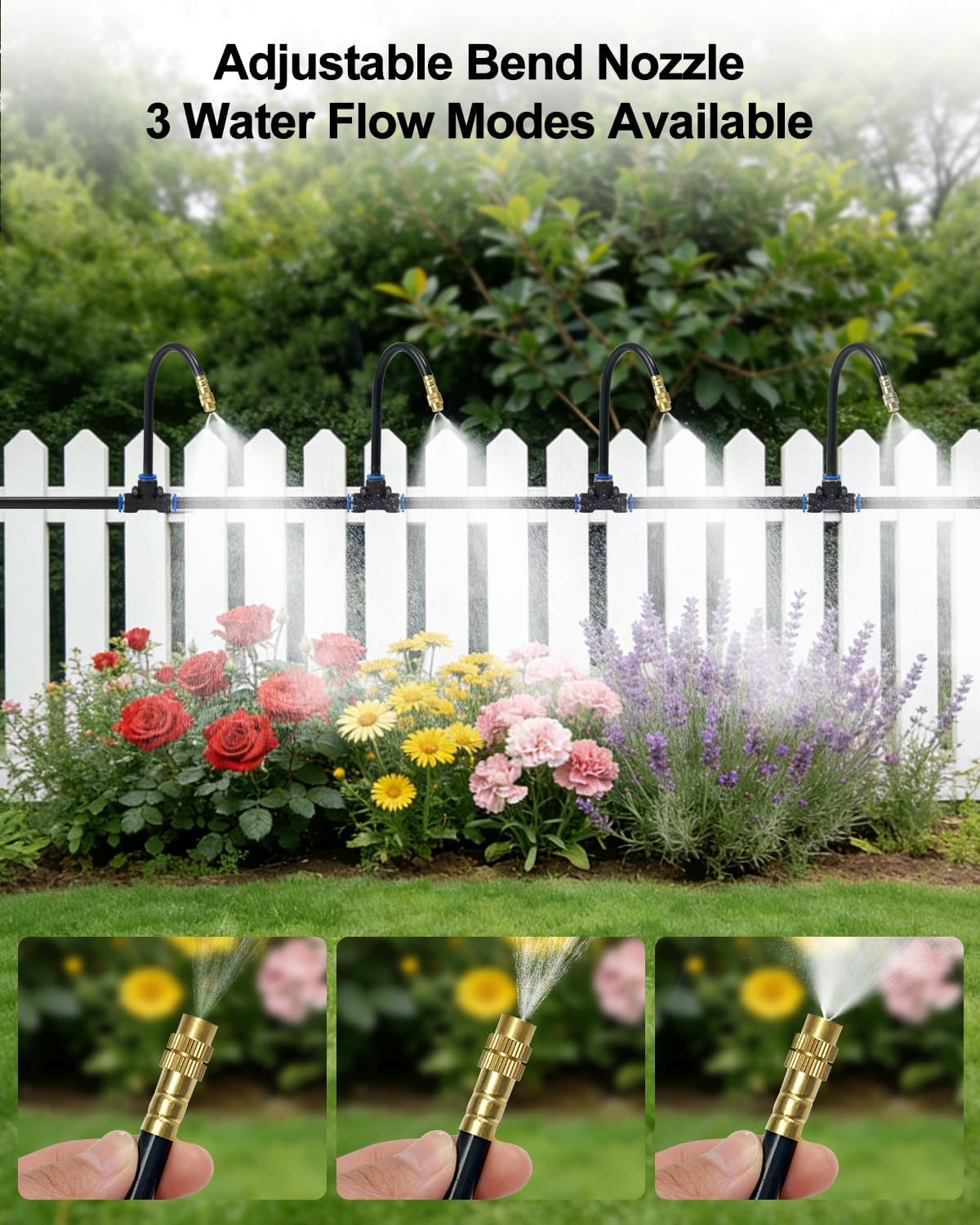 Drip Irrigation System 200FT 5/16", 2026-Upgrade Garden Sprinkler Kit with 32PCS 360° Adjustable Copper Nozzles
