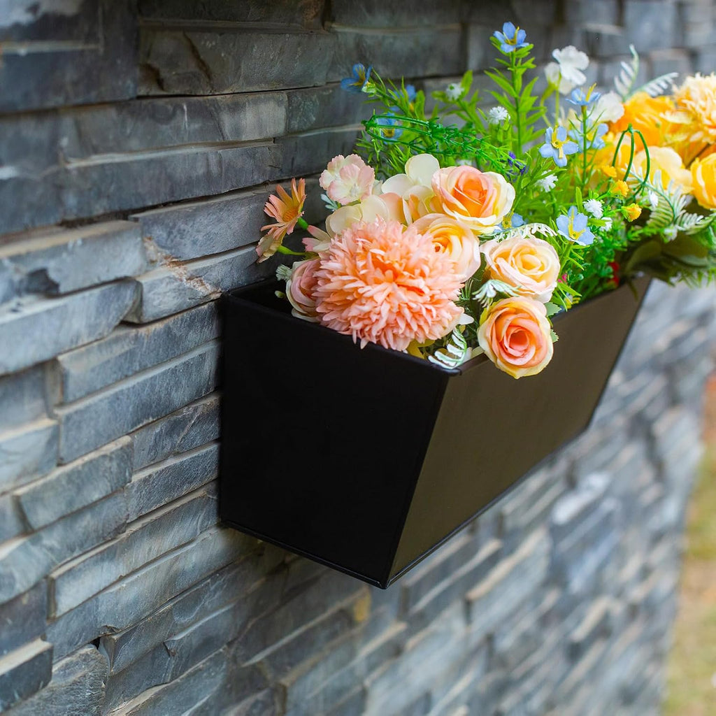 Wall Hanging Planters for Outdoor Plants 16 Inch Large Metal Fence Pots with Hooks for Outside Garden Balcony Plants