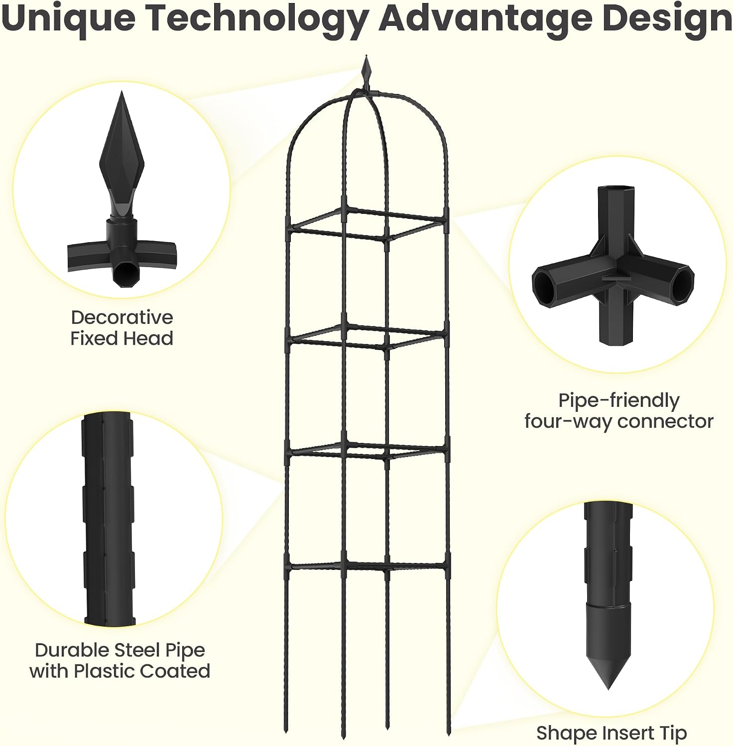 2 Pack 70.87" Garden Obelisk Trellis for Climbing Plants, Pyramid Design for Roses, Clematis, Jasmine, and Vegetable