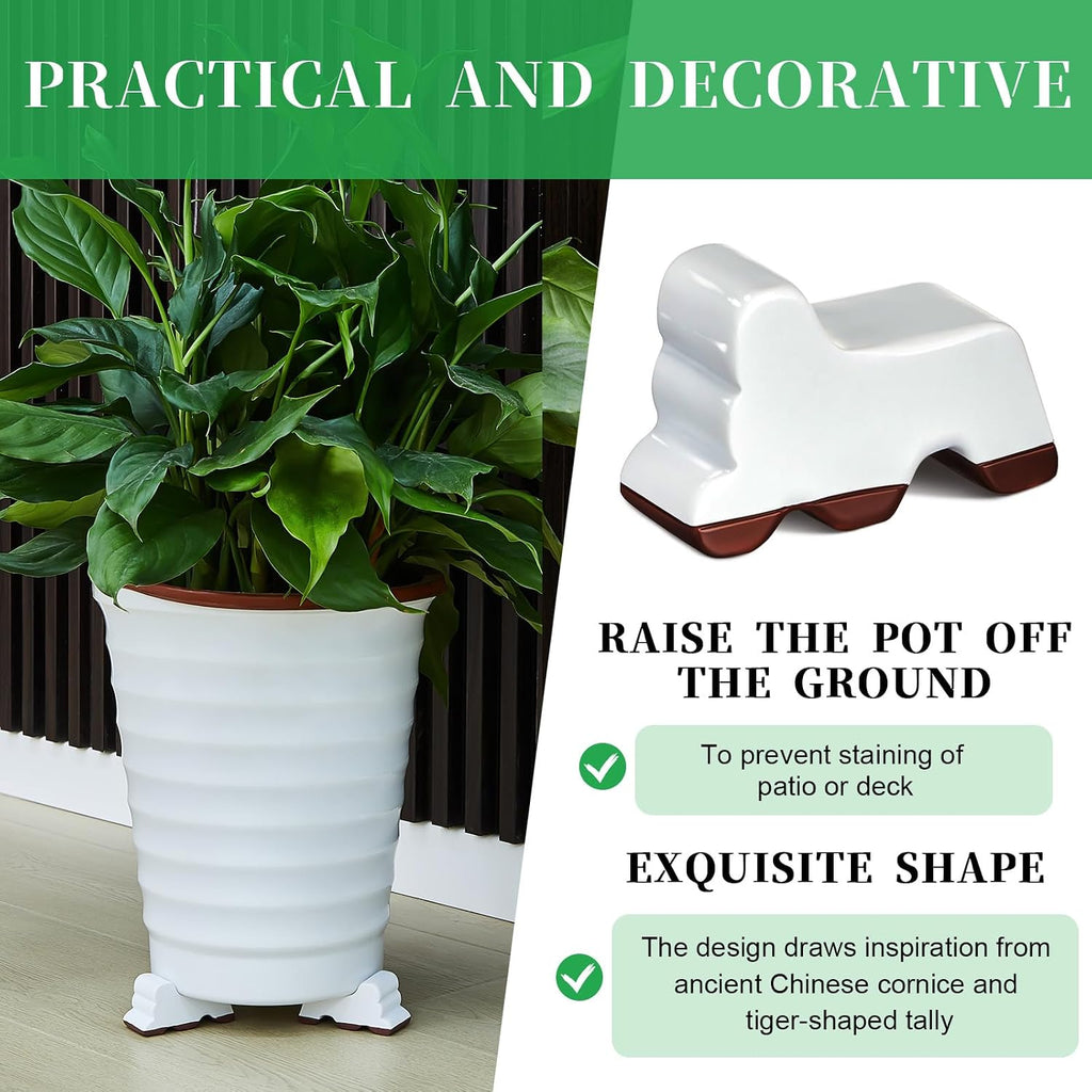 Kigeli 12 Pcs Resin Pot Feet for Outdoor Planters 3 Inch Long 1.5 Inch Tall Flower Handmade Elevator Plant Feet Frost