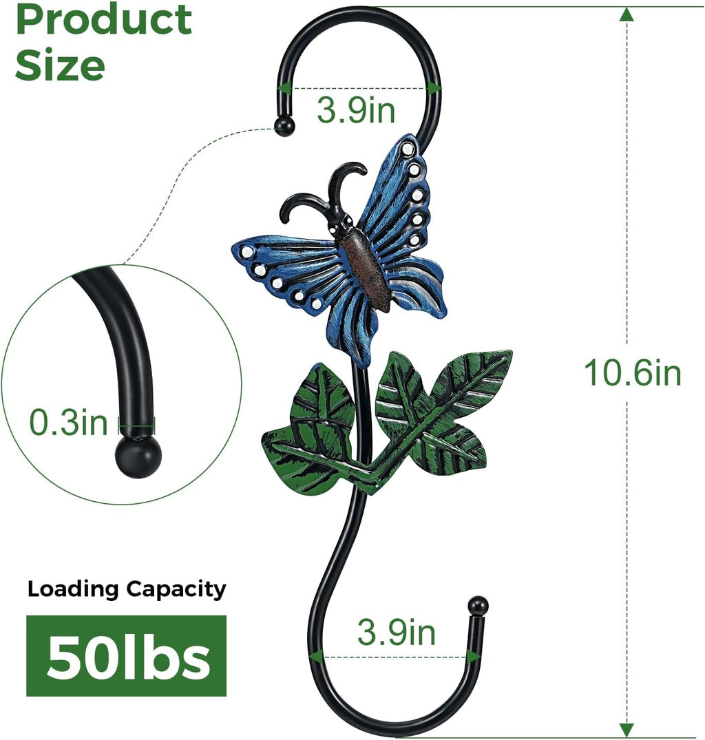 Large Decorative S Hooks, Set of 3 Plant Hangers, Beautiful and Vivid Plant Hook for Hanging Outdoor Indoor Garden