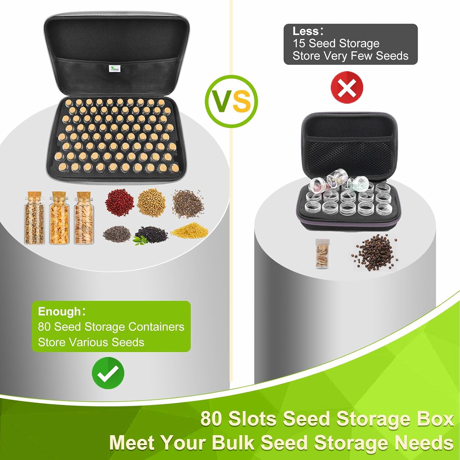 【80 Slots】 Seed Storage Organizer, Sturdy Seed Organizer Storage Box with Dual Zipper Bag and 84Pcs Label Stickers