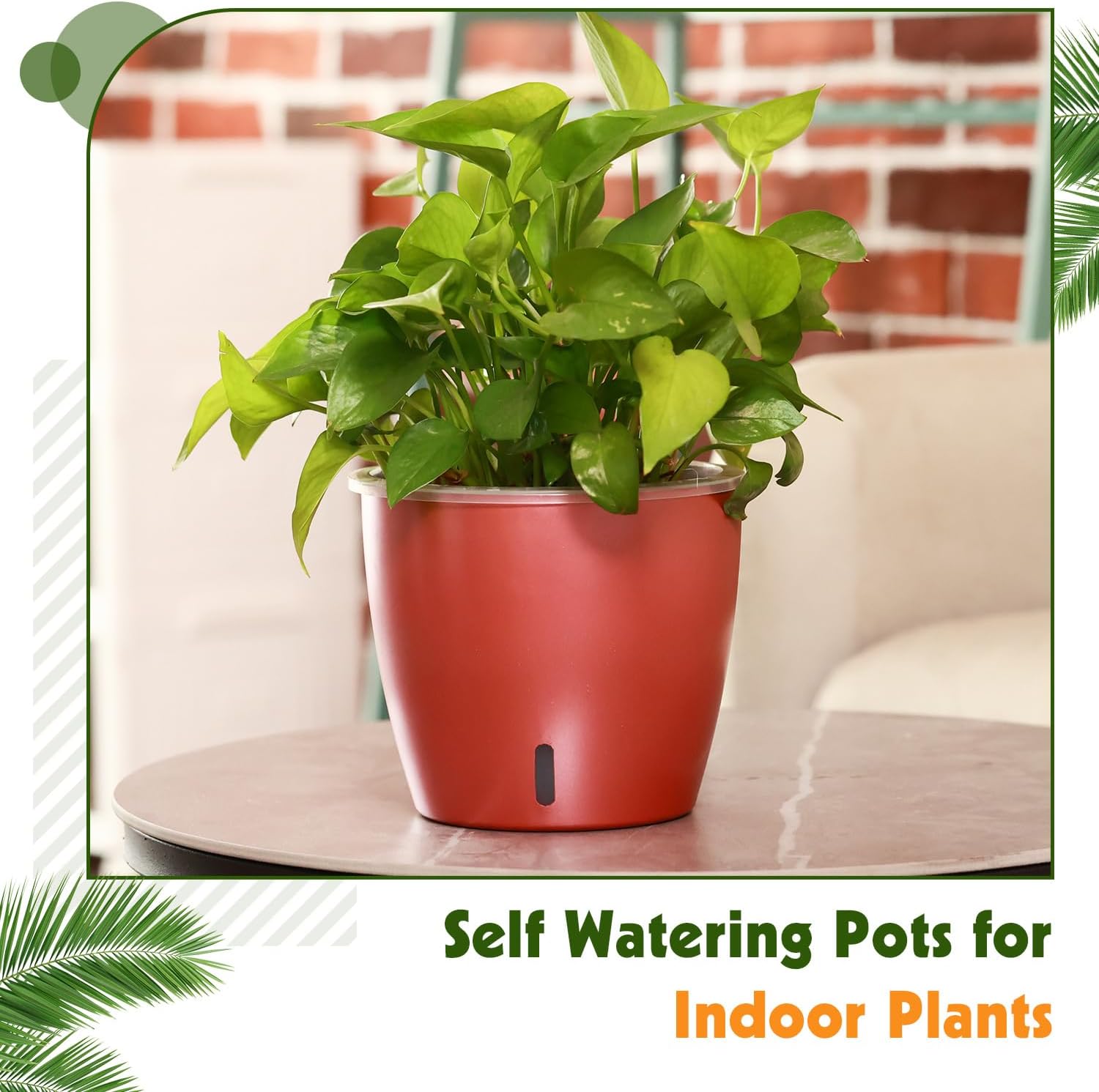 Self Watering Pots for Indoor Plants, 4-Pack 6.7'' Self Watering Planter with Drainage Holes, Small African Violet Pots