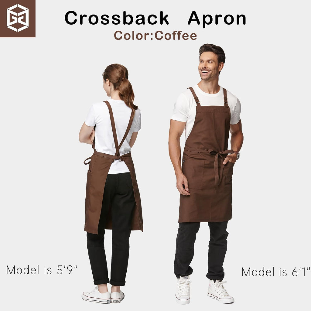 Cross Back Apron Grilling Kitchen Gardening with pockets 4251JC