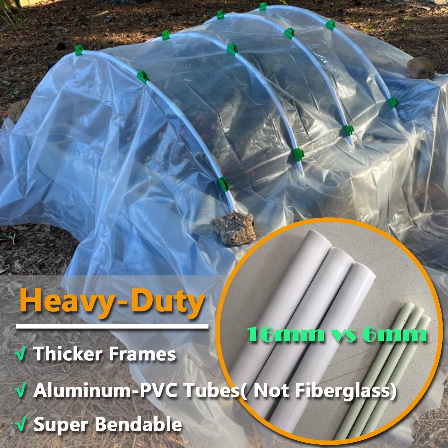 Garden Hoops DIY Kit – Rust-Free Material | Heavy-Duty | Weather Resistant | Chicken Tunnel Frame | 6 Sets of 9Ft Long