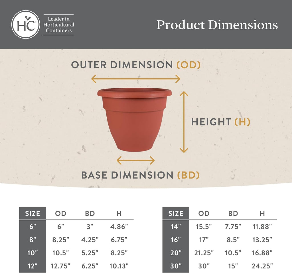 The HC Companies Caribbean Planter Pot - Outdoor & Indoor Plant Pot with Drainage Hole & Plug - Rolled Rim Plastic Pots