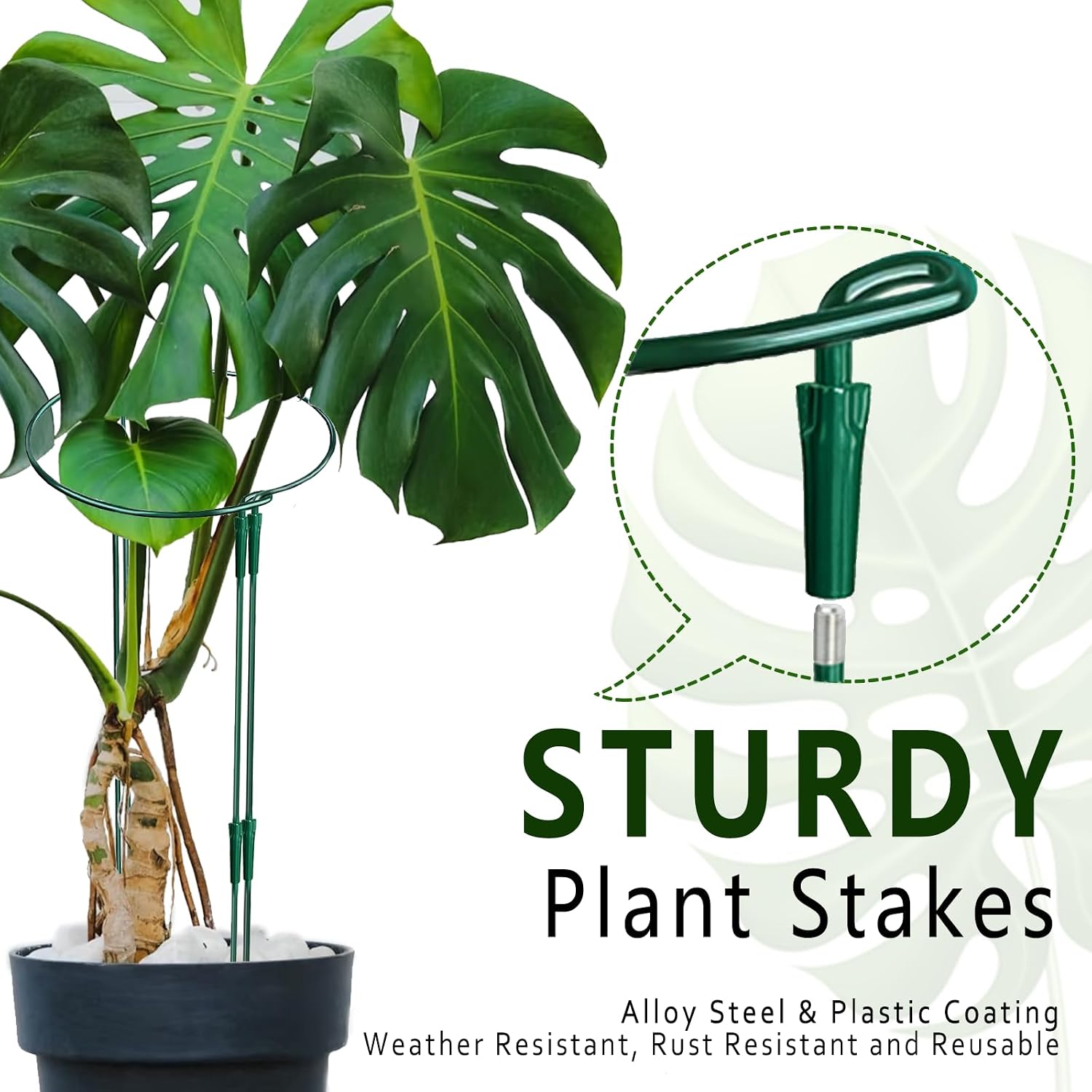 6 Pack Threaded Lock Metal Plant Support Stakes - 25" H Tall Peony Cage, Reusable Detachable Garden Ring for