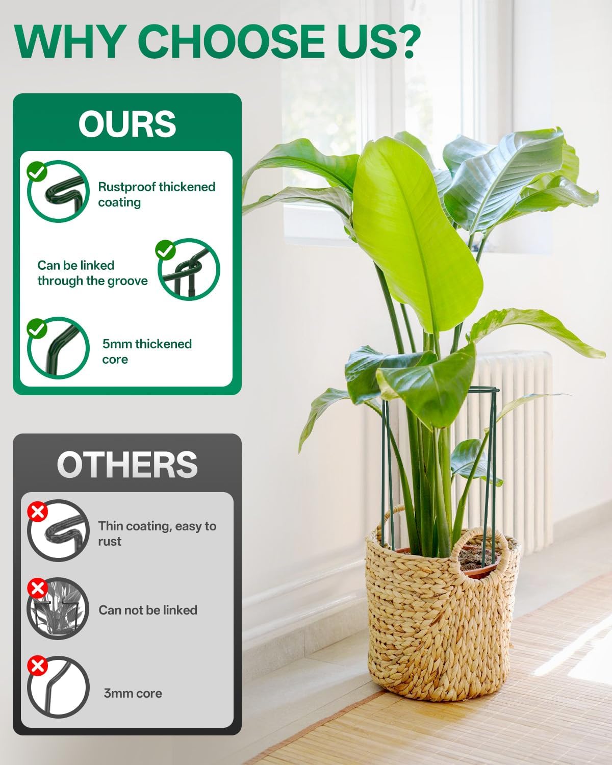 16 Pack 16 In Plant Support Stakes, Peony Cages And Supports with 15 Lable | Rust-proof Metal Plant Stakes, Plant