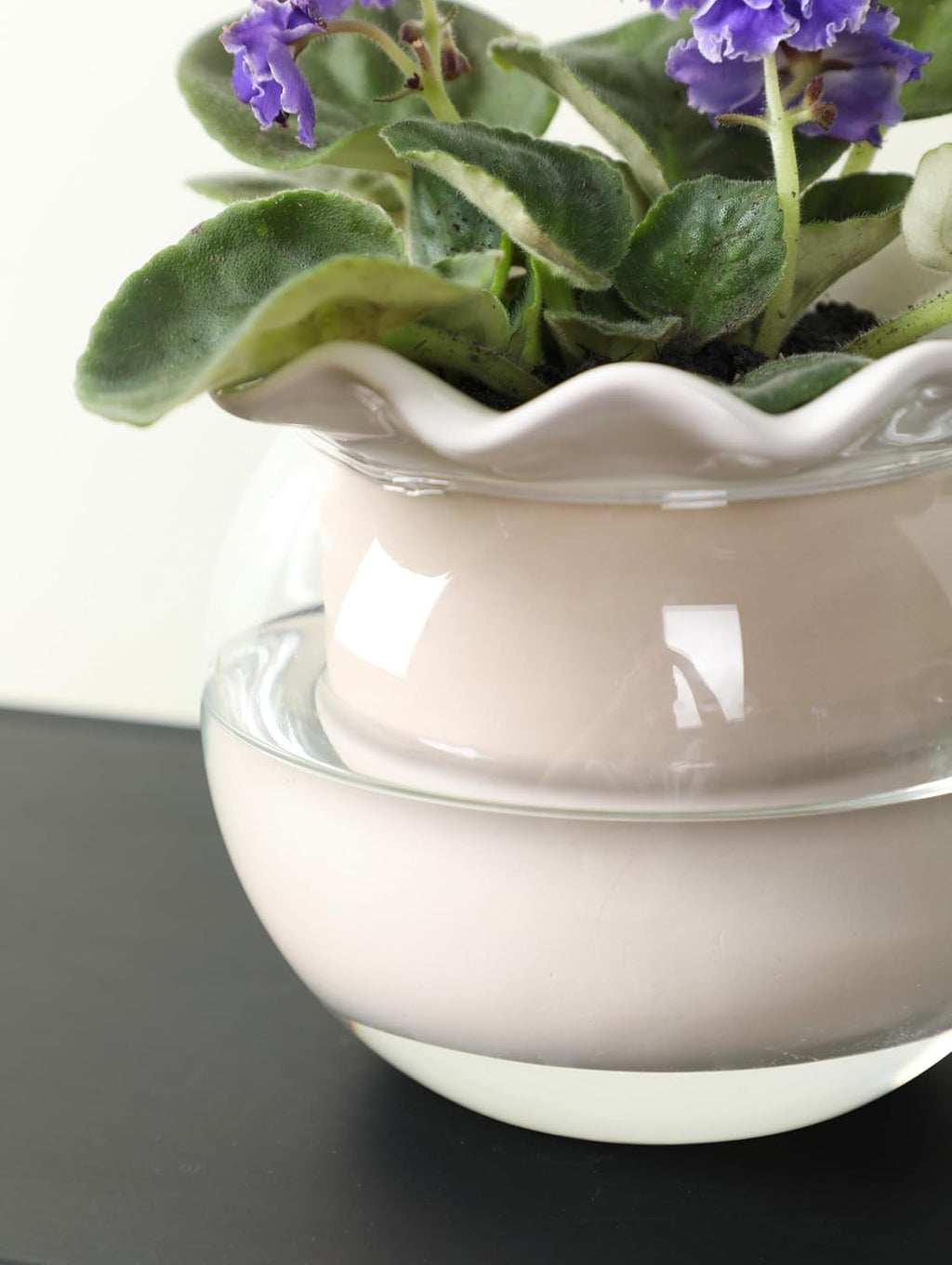 Fayoula 6 Inch African Violet Pots Maintenance, Glass Self-Watering Planter for Indoor Plants - Ideal Flower Pot for